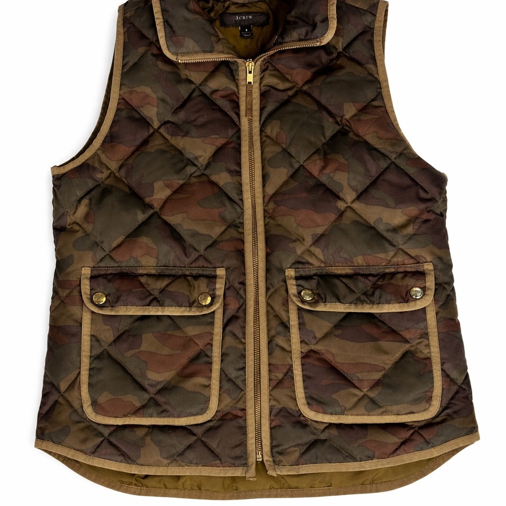 J.Crew Camo Quilted Down Puffer Vest Men’s‎ Small Green Zip Insulated Sleeveless - Picture 14 of 14